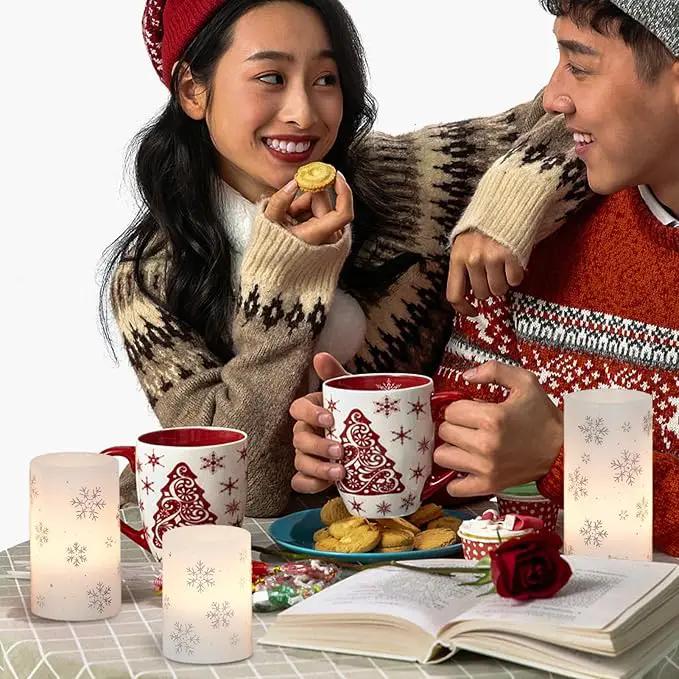 KunSween Christmas Flameless Candles with Timer, 3 Pack LED Pillar Candles with Silver Snowflake Decals and Real Wax, Christmas Winter Decorations for Home Indoor Table Centerpieces by GreenHaven Gardens
