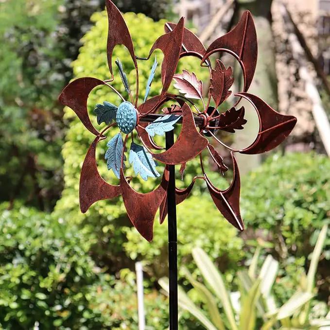 360 Degrees Metal Swivel Classical Two-Color Windmill Large Wind Spinner for Patio Lawn Outdoor Yard Lawn Garden 70x20 Inches by GreenHaven Gardens