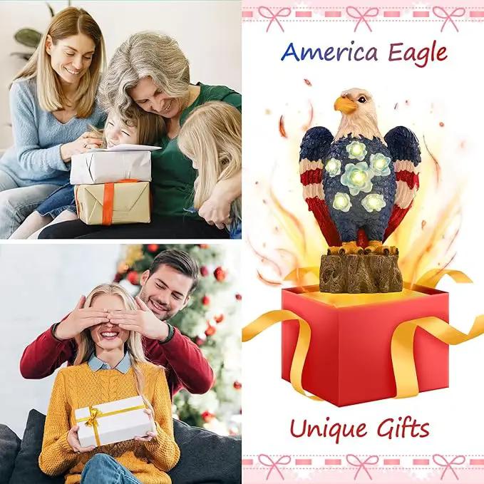 TAKE ME Gardening Gifts Birthday Gifts for Women Garden Outdoor Decor Amercian Eagle Solar Lights Outdoor Eagle Lovers Womens Gfits for Patio, Yard (America Eagle) by GreenHaven Gardens