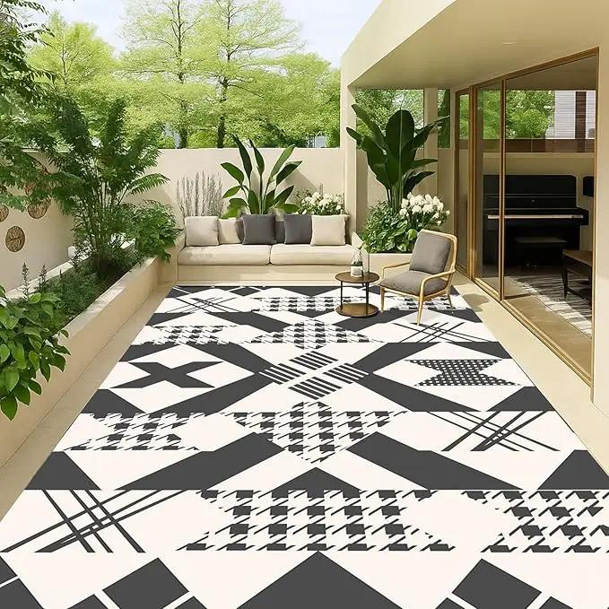 WILDROOTS 5x8 Feet Houndstooth Plastic Outdoor Rug, Stain Resistant Waterproof Reversible Outdoor Patio Rug, Fade Resistant Camping Rug by GreenHaven Gardens
