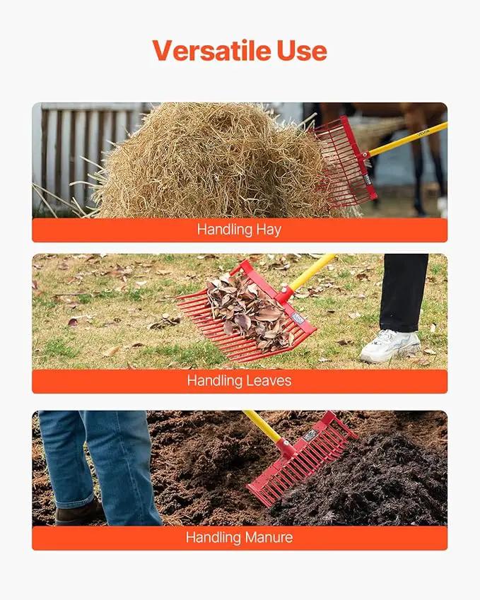 VEVOR 6PCS Manure Fork Replacement Head, 18 Angled Tines Horse Manure Fork Head, Durable Plastic Pitchfork Heads, Horse Mulch Rake for Picking up Stable Stall Muck Grass Hay Cleaning Farm Work by GreenHaven Gardens