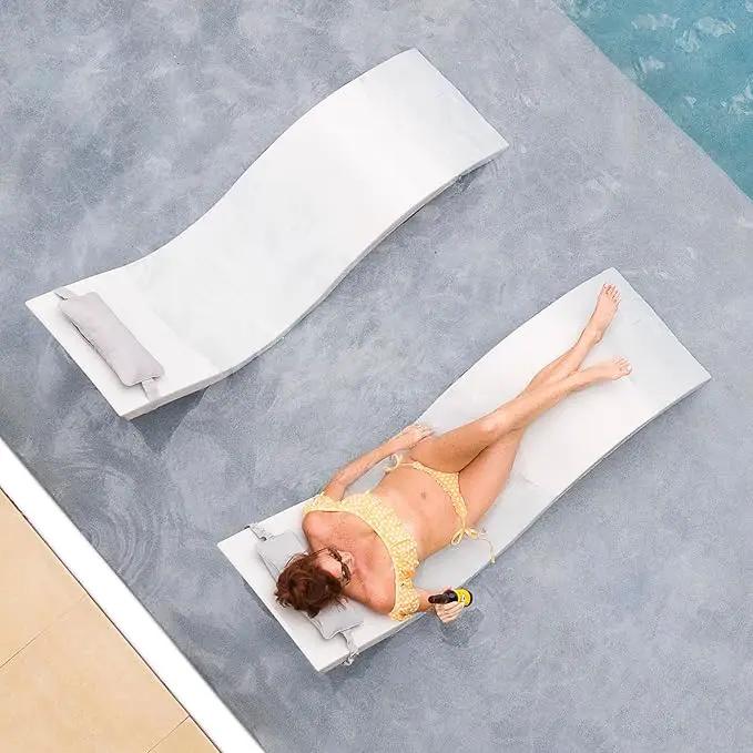 Ledge Lounger - Signature Chaise - Inside Pool & Sun Shelf Lounge Chair - Designed for Shallow Shelves Up to 9” - Compatible with All Pool Types - Poolside & Sun Deck Tanning - Set of 2 - White by GreenHaven Gardens