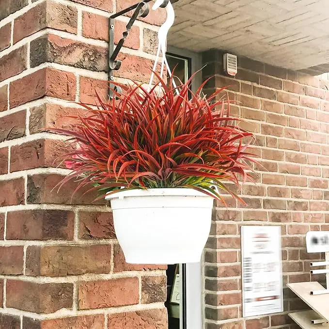 Uieke 28 Bundles Artificial Outdoor Plants UV Resistant Fake Grass Plants Faux Plastic Plants Greenery Shrubs for Home Garden Pathway Window Box Front Porch Cemetery Fall Decor, Autumn Red by GreenHaven Gardens