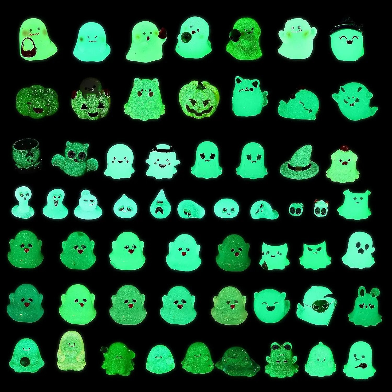 58 Pcs Halloween Luminous Mini Figures Glow in Dark Tiny Resin Figures Set Fairy House Diorama Accessories Halloween Pumpkin Ghost Skull Ornament for Garden Dollhouse Craft DIY (Wizard) by GreenHaven Gardens