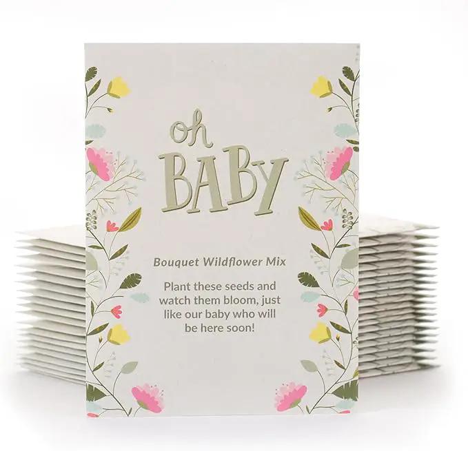 BENTLEY SEED CO. Oh Baby Seed Packets|Girl or Boy Baby Shower Favors for Guests | 25 Wildflower Seed Packets | Pre-Filled | Bouquet Wildflower Mix | Non-GMO Seeds | Gender Neutral | Eco-Friendly Gift by GreenHaven Gardens