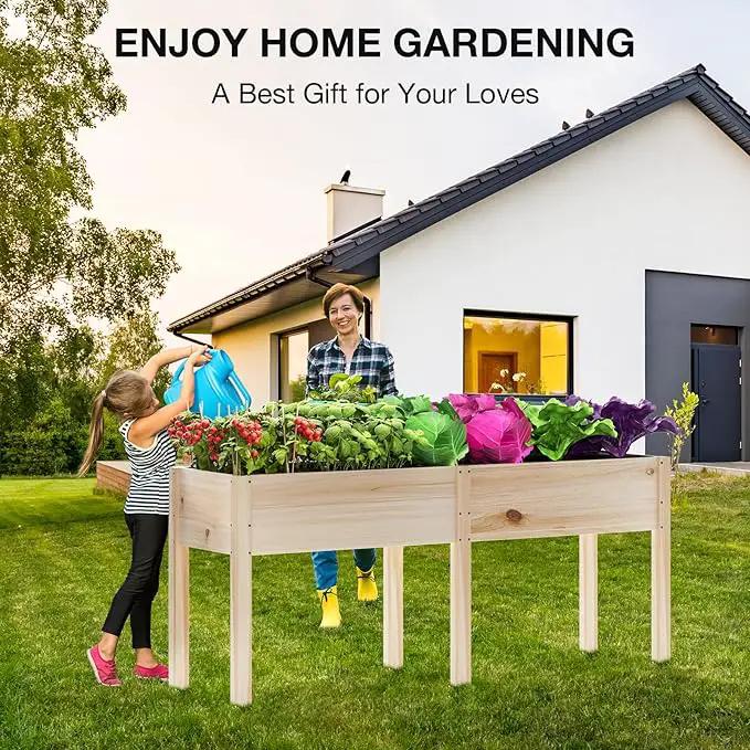 MIXC Wooden Raised Garden Bed with Legs, 72”L X 23”W, Elevated Reinforced Large Planter Box for Vegetable Flower Herb Outdoors by GreenHaven Gardens