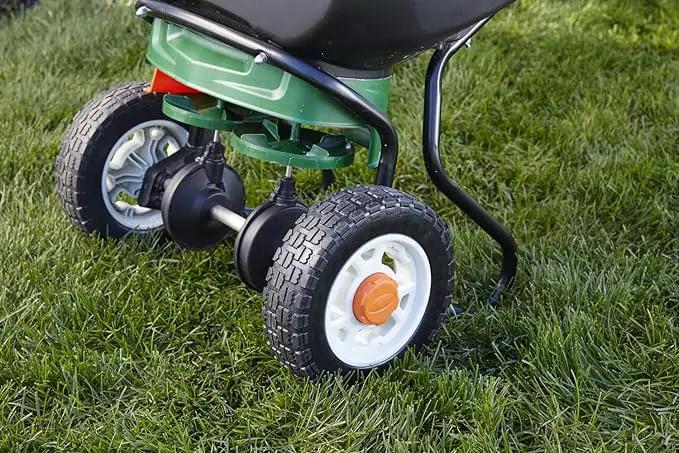 Scotts Elite Spreader for Grass Seed, Weed and Feed, Fertilizer, Salt and Ice Melt, Durable Push Spreader Holds up to 20,000 sq. ft Product by GreenHaven Gardens