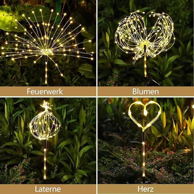 2 Pack Solar Firework Lights 150 LED Create Magical Nights, Waterproof Starburst Fairy Lights for Garden Yard Patio Christmas Romantic Wedding Party Decor(Warm White) by GreenHaven Gardens