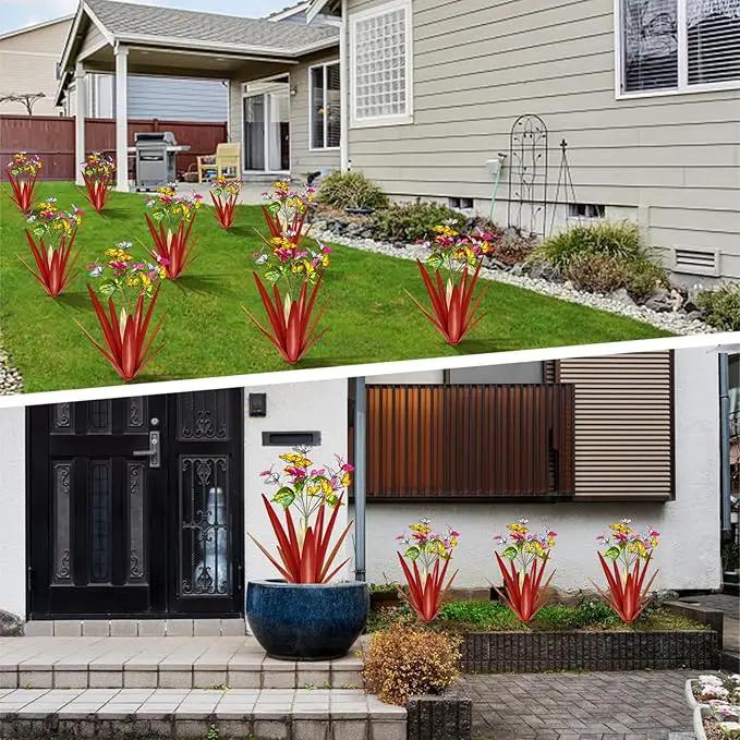 Garden Outdoor Butterfly Enlarge Thickened Wind Resistant Metal Agave Garden Art Metal Plant Country Sculpture Statue Decorations Ornaments Artificial Waterproof Butterflies(red 2pcs) by GreenHaven Gardens