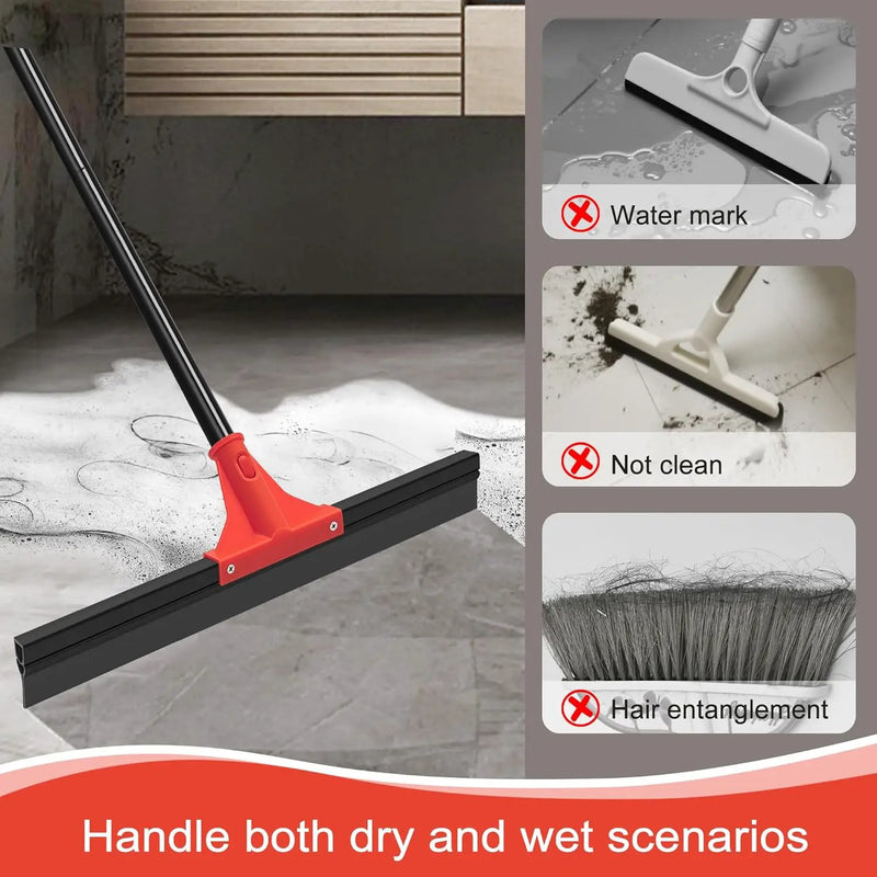 Floor Squeegee with 18'' Silicone Rubber Scraper Head and 58'' Long Adjustable Handle, Heavy Duty Shower Squeegees for Concrete Floor, on Multi-Surface Tile Glass Pool Garage Cleaning by GreenHaven Gardens