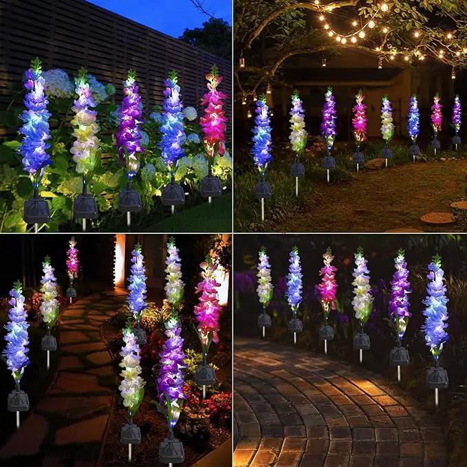 Solar Garden Lights, Solar Delphinium Flowers Lights 8 Pack 160 LEDs, Waterproof Solar Outdoor Lights Two Lighting Modes for Wedding Party Garden Yard Patio Lawn Decor and Gift for Mother by GreenHaven Gardens
