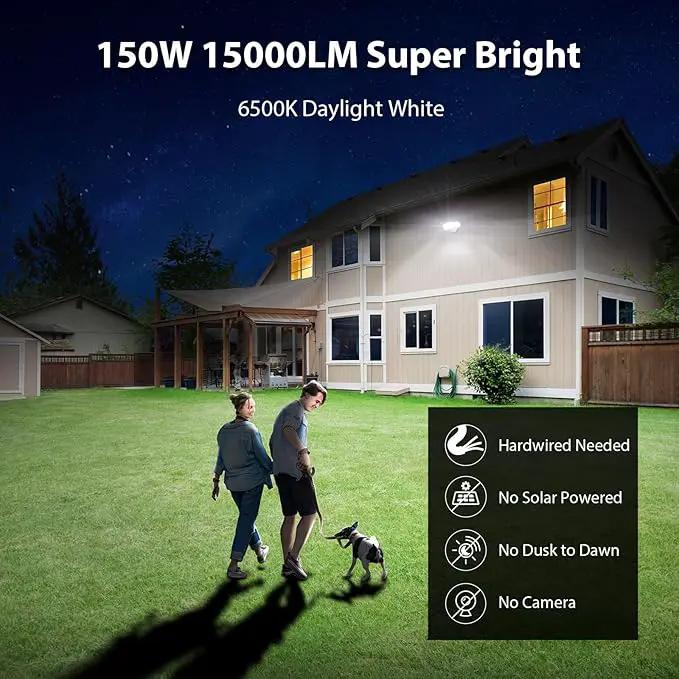 iMaihom 150W Motion Sensor Light Outdoor, 15000LM 6500K LED Security Floodlights, 3 Adjustable Head Motion Detection Light IP65 Waterproof for Yard Garage White 1pack by GreenHaven Gardens