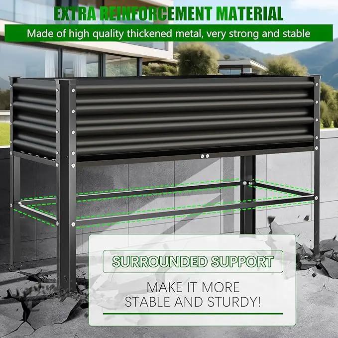Raised Garden Bed with Legs, 48×24×32in Large Metal Elevated Raised Planter Box,600lb Capacity with Drainage Holes for Vegetables Lawn Green Flowers, Fruits, Terrace by GreenHaven Gardens