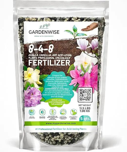 8-4-8 Acidic Fertilizer for Azaleas, Camellias (Camelia), Hydrangeas, Blueberries, Gardenias, Magnolia Trees, Evergreens, and Rhododendrons - Ideal Iron-Rich Plant Food (5 QUARTS) by GreenHaven Gardens