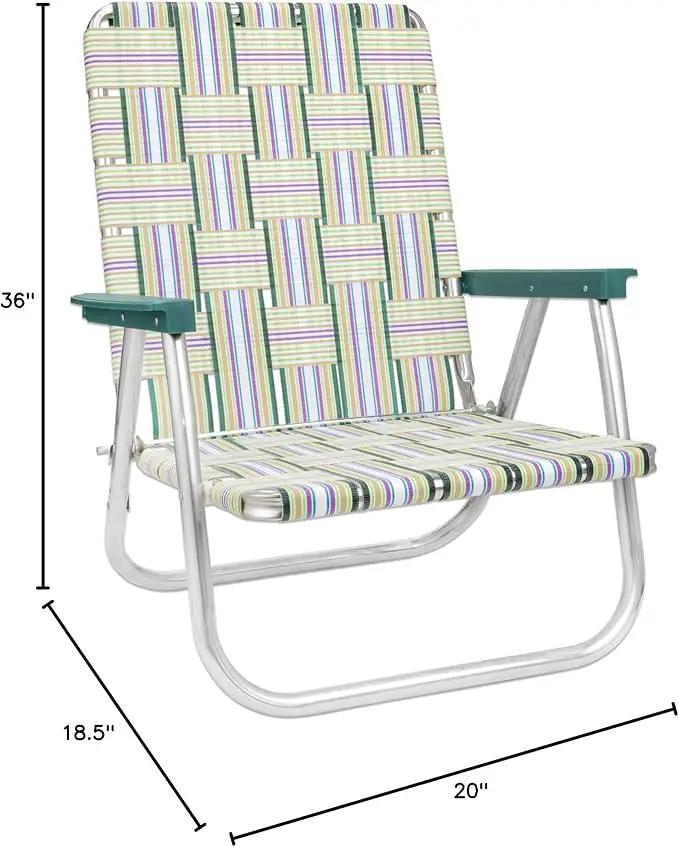 Lawn Chair USA Folding Aluminum Outdoor Patio Lawn Chair | Heavy-Duty Webbed Chairs for Camping, Sports, Beach, Yard & Tailgating | Lightweight Portable | High Back Beach Chair - Spring Fling by GreenHaven Gardens