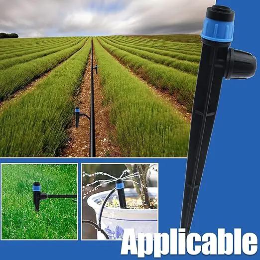 50 PCS Quick-Connect Drip Irrigation Emitters with Adjustable Water Flow - Sprayer for 1/4 inch Irrigation Tubing - 360 Degree Sprayer Perfect for Irrigation System Watering Kit(Red & Blue) by GreenHaven Gardens