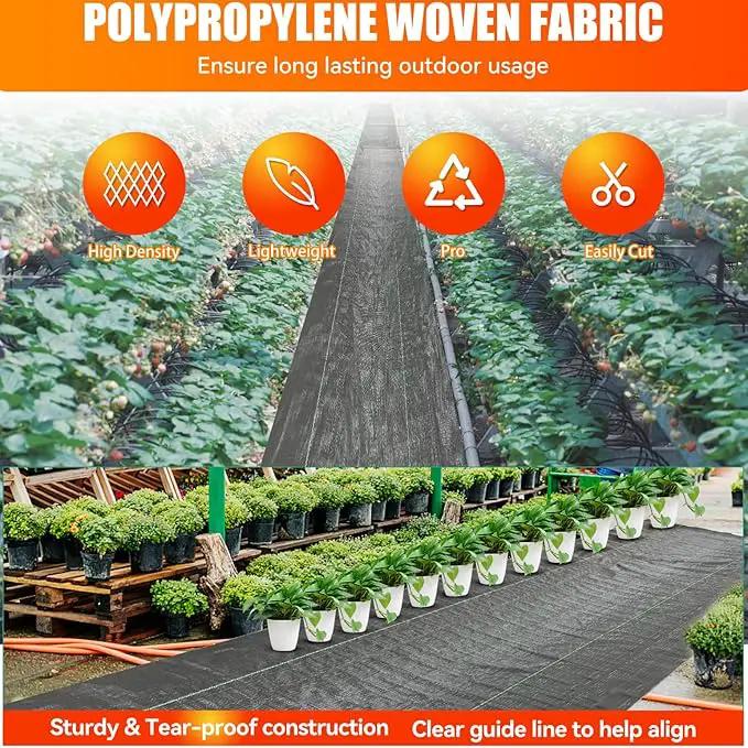 LIUJIAYI 2.4oz-3FTx50FT Weed Barrier Landscape Fabric - Durable Weed Block Gardening Ground Cover Mat, Woven Geotextile Fabric for Underlayment, Commercial Driveway Stabilization, Weed Control Cloth by GreenHaven Gardens