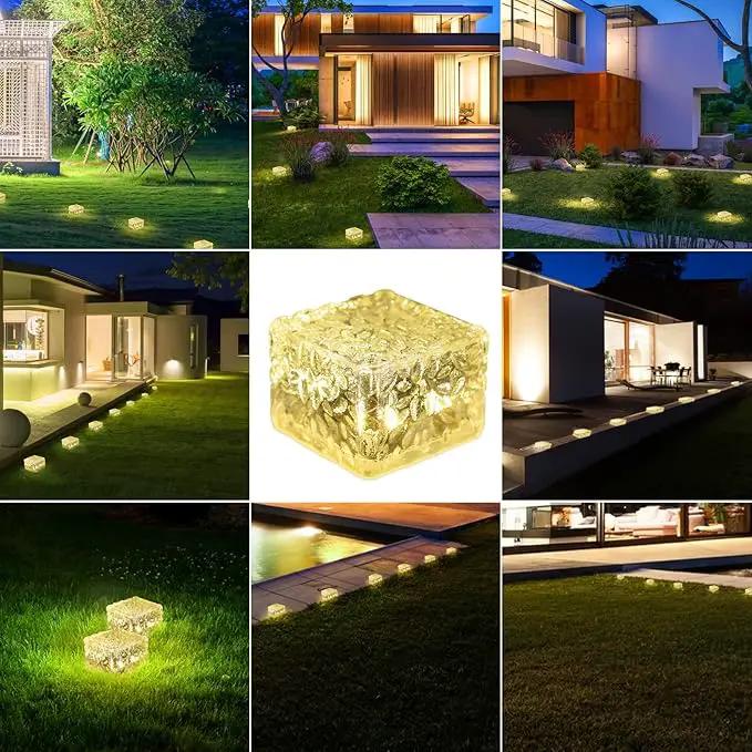 Solar Brick Lights - Outdoor Waterproof Patio Decor, 2.8 * 2.8in Garden Lights for Outside 4 Packs, Patio, Yard, Walkway, Pathway by GreenHaven Gardens