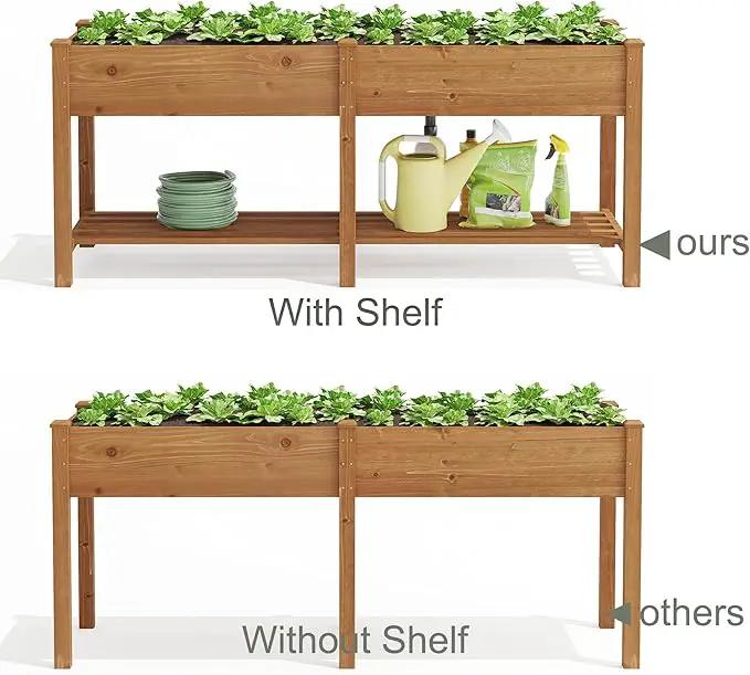 GHWIE Raised Garden Bed with Shelf,Elevated Wooden Planter Box with Legs,Garden Planter for Backyard, Patio, Balcony by GreenHaven Gardens