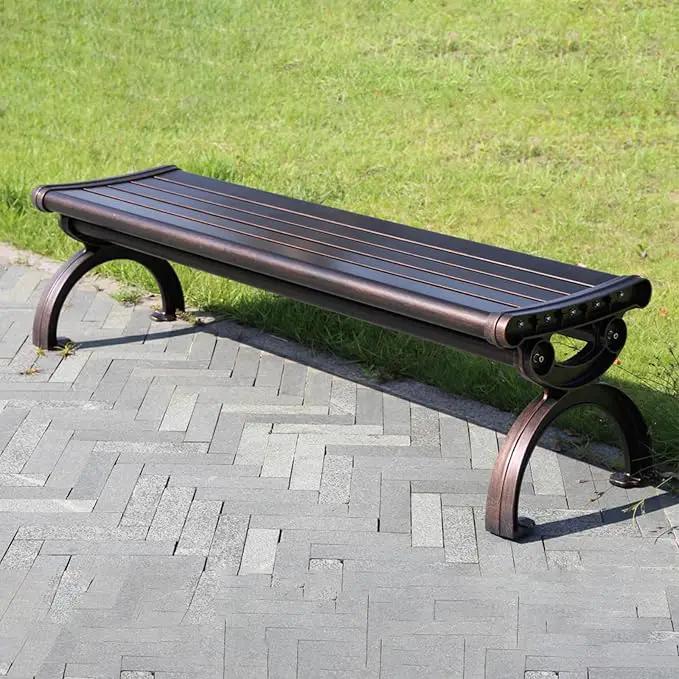 Outdoor Bench Chair Cast Aluminum Garden Bench Patio Bench All-Weather Park Bench for Backyard Porch Lawn (150cm Armless Park Bench) by GreenHaven Gardens