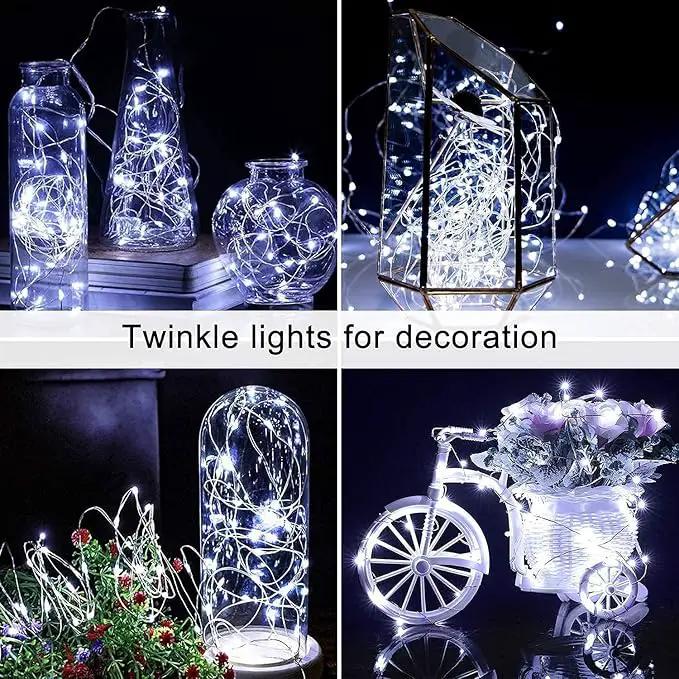 JMEXSUSS 4 Pack 100 LED Solar String Lights for Outside, 33ft White Solar Fairy Lights Outdoor Waterproof, 8 Modes Solar Christmas Lights for Garden Yard Tree Wedding Decorations by GreenHaven Gardens