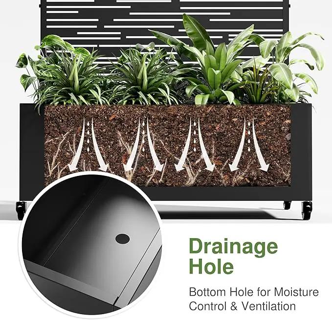 Casaphoria Metal Raised Garden Bed with Trellis and Wheels, 72"x47"x16" Arched Planter Box for Climbing Plants, Vegetables & Vines, Features Drainage Holes and Privacy Screen (Black-Shine) by GreenHaven Gardens