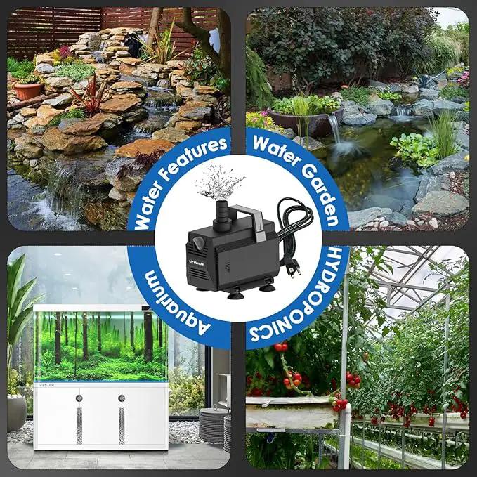 Submersible Water Pump 1050GPH/55W Fountain Pumps with Flow Control, Pond Pump Submersible Outdoor with 10ft 3-Core Power cable for Hydroponics, Aquarium, Waterfall, Statuary, Water feature by GreenHaven Gardens