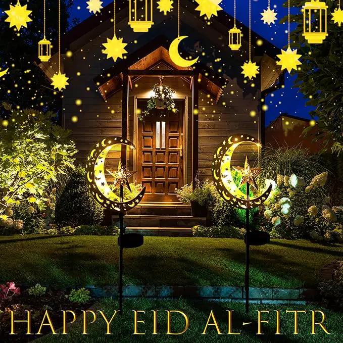 2 Pcs Ramadan Solar Lights Ramadan Decorations Outdoor Mubarak Star Moon Solar Stakes Lights Waterproof for Eid Decorations Outdoor Garden Walkway Lawn Patio Yard(Star) by GreenHaven Gardens