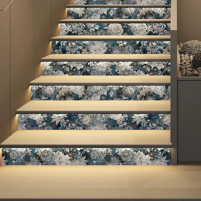 Vintage Garden Peel & Stick Floral Wallpaper - Removable White/Blue Vinyl Self Adhesive Mural - 17.7in x 19.68ft by GreenHaven Gardens