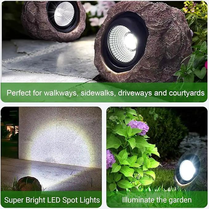 Outdoor Solar Rock Light, Waterproof LED Solar Spotlight, Garden Landscape Lights, Decorative Garden Rock Lights for Paths, Sidewalks, Patio and Landscaping - 4 Pack by GreenHaven Gardens
