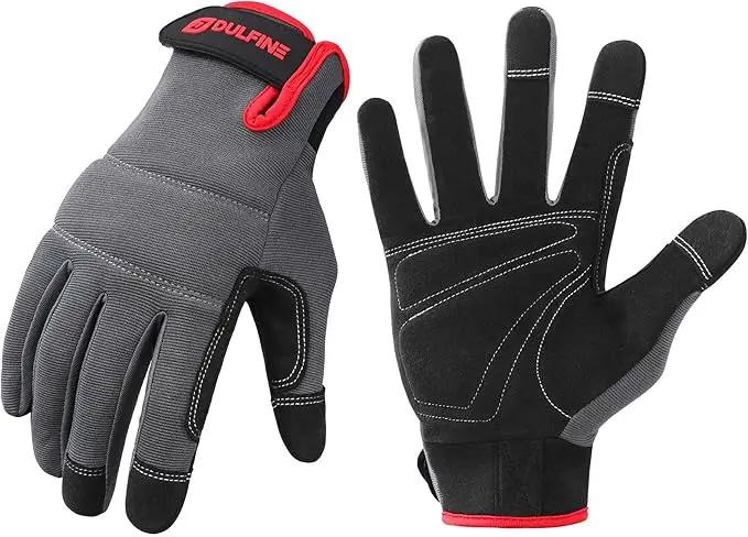 DULFINE Flex Grip Mechanic Work Gloves for Men,Black and Red Utility Safety Working Gloves Touch Screen,Excellent Grip,Ideal for Working on Cars and Outdoor Jobs(Medium) by GreenHaven Gardens