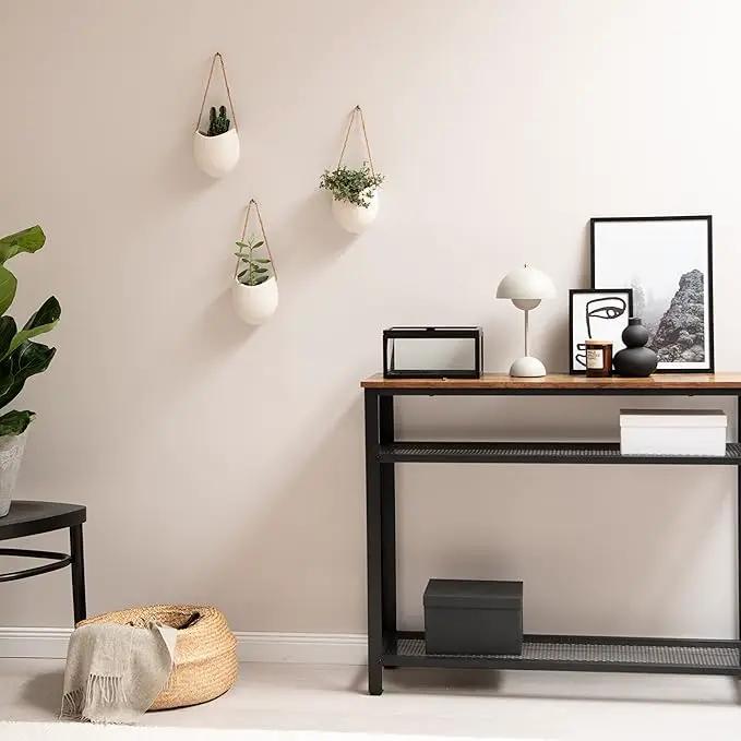 Wall Planters -Ellie- | Hanging Ceramic Plant Pots 3 Pieces | Wall Decoration for Indoors, Balcony and Garden | Cream (Matte) by GreenHaven Gardens