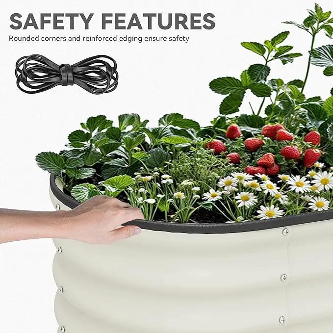 YITAHOME 17" Tall 6 in 1 Large Raised Garden Bed Kit, 6.5x2x1.4ft Galvanized Metal Planter Box with Gloves & Safety Rubber, Outdoor Above Ground Planters for Plants Vegetables Flowers, White by GreenHaven Gardens