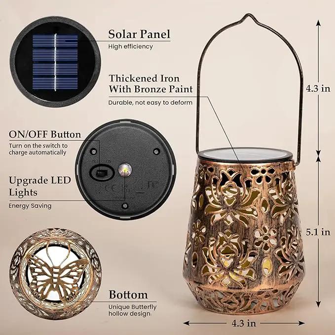 Solar Lanterns Outdoor Decor Waterproof,2Pack Flower Hanging Gifts for Women, Mom, Solar Garden Lights Metal Decoration for Outside,Yard, Patio,Garden,Porch,Pool by GreenHaven Gardens