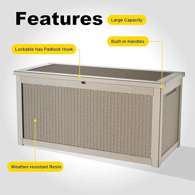 320 Gallon Outdoor Storage Box Waterproof, UV Resistant Resin Deck Box with Hydraulic Rod, Lockable Design and Enhanced Durability for Patio, Garden, and Poolside Use by GreenHaven Gardens