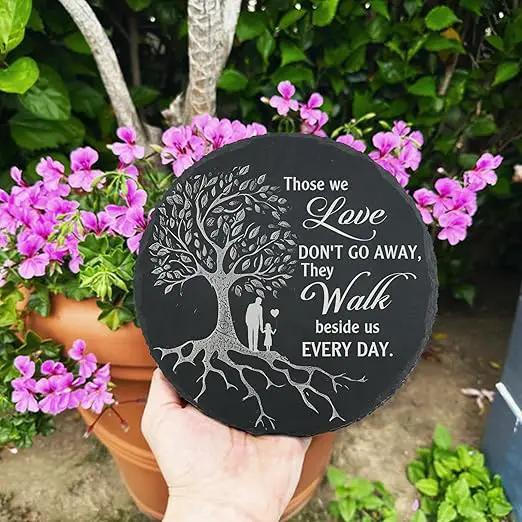 Memorial Stone Man and Child, Dad Memorial Gifts for Daughter, Memorial Gifts for Loss of Father, in Memory of Dad Garden Slate Stone, Sympathy Gift for Loss of Dad Memorial Plaque TNA3 by GreenHaven Gardens