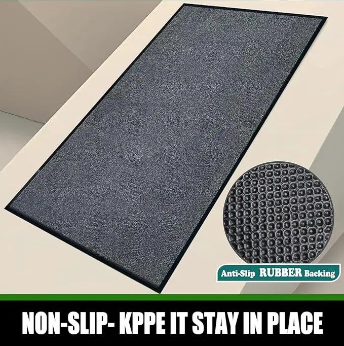Commercial Grade Entrance Mat 3x4Ft Brush Step Entrance Rug with Striped Pattern&Rubber Border Indoor Outdoor Low Profile Rubber Entry Carpet Mat for Hallway,Home,High Traffic Area by GreenHaven Gardens