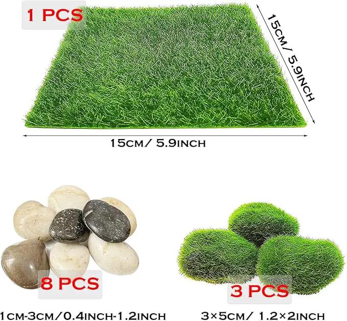 Cayway 26 PCS Outdoor Fairy Garden Miniatures Mini Zen Garden Accessories, Artificial Garden Grass, Model Trees, Terrarium Ornaments, Dollhouse Supplies, Bonsai Decorative Craft Tools Kit by GreenHaven Gardens