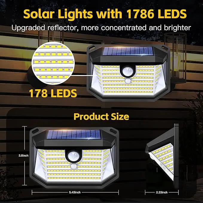 Solar Lights Outdoor Motion Sensor, 178 LED 300LM Waterproof IP65, Wall Mounted Security Light with 3 Modes, 270° Wide AngleWide Angle, Solar Powered for Garden, Yard, Patio, Front Door(8Pack) by GreenHaven Gardens