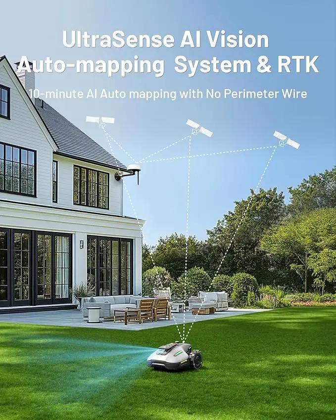 YUKA Mini 700H Robot Lawn Mower, Reception 0.17 Acre, Max.0.27 Acre, Ultrasense AI Vision+ RTK Positioning, Auto Mapping, App Control, 50% Slope, Cutting Height 2''~3.5'', 15 Mowing Zones by GreenHaven Gardens