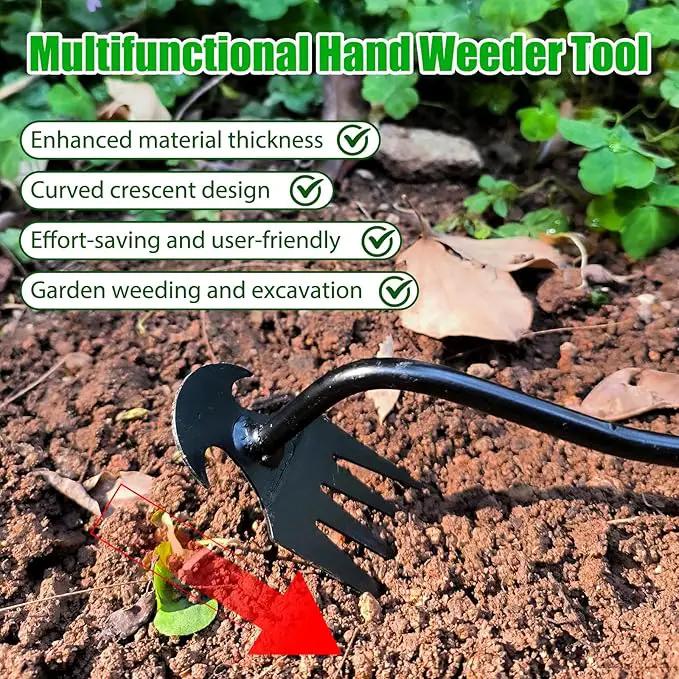Weeding Artifact Uprooting Garden Weeding Tool, Upgraded Weed Removal Tool, Stainless Steel/Manganese Steel Weed Puller Manual Weeders for Home Gardening Yard Farmland (12in Black Metal Handle) by GreenHaven Gardens
