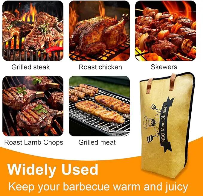 Thickened Insulation BBQ Blanket - Meat Resting Blanket, Locks in Juices, Wide Opening Design, Reusable for Large Brisket, Pork Shoulder, Turkey, Easy Clean, Portable - BBQTools,Gift Accessories by GreenHaven Gardens