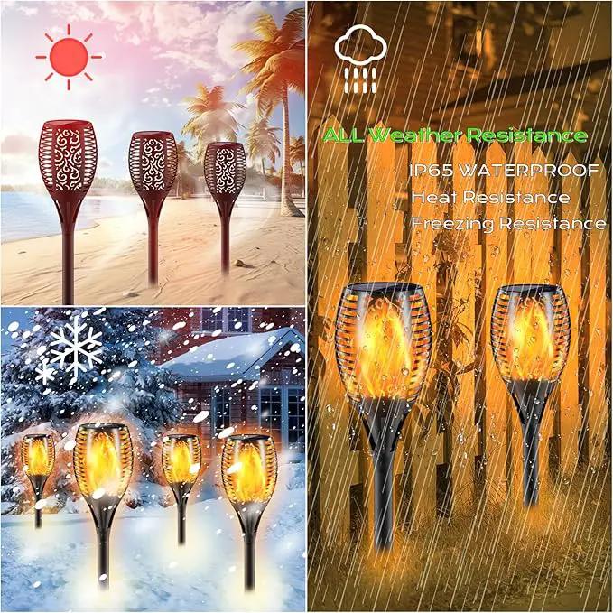 Upgraded Larger Solar Torch Lights, 43" Flickering Flame Solar Lights, Waterproof Outdoor Solar Landscape Decoration Lighting 96 LED Auto On/Off Garden Patio Yard Pathway,Black 4 Pack (4) by GreenHaven Gardens