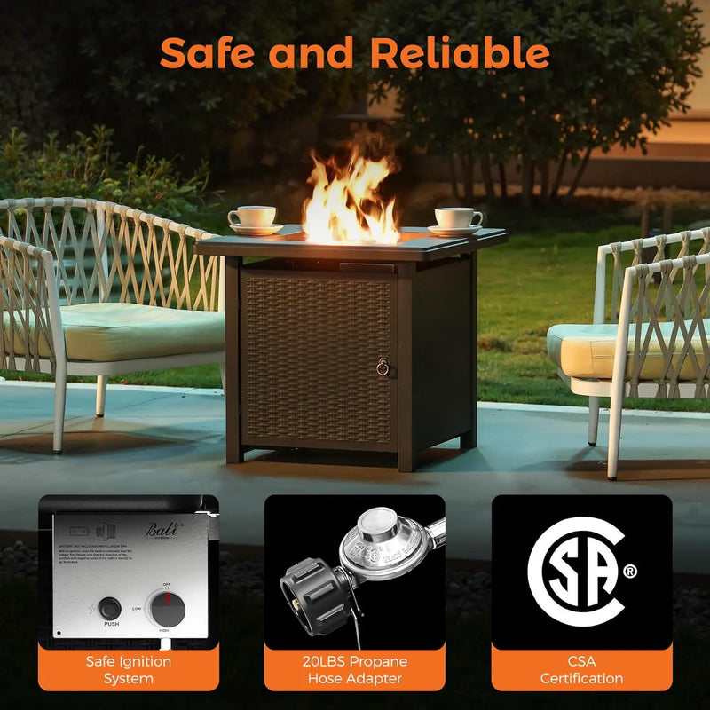 BALI OUTDOORS 50000 BTU Propane Fire Pit with Lid, 28 inch Fire Pit Table Outdoor, Black Firepits for Outside Backyard, Patio by GreenHaven Gardens