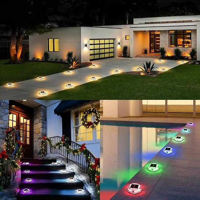 Quntis RGB Solar Deck Lights 12 Pack, 11 Lighting Modes Solar Driveway Lights Outdoor Waterproof IP68, Step Light for Outside, Deck Light for Stair Pathway Walkway by GreenHaven Gardens