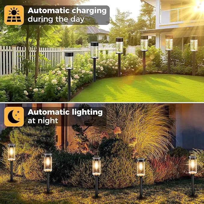 Woolmug Solar Pathway Lights, 6 Pack LED Solar Light Outdoor Waterproof, Auto On/Off Path Lights for Walkway Outside Yard Lawn Sidewalk(Warm White) by GreenHaven Gardens