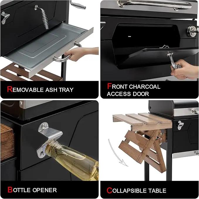 Royal Gourmet CD1824M 24-Inch Charcoal Grill, BBQ Smoker with Handle and Folding Table, Perfect for Outdoor Patio, Garden and Backyard Grilling, Black, Medium by GreenHaven Gardens
