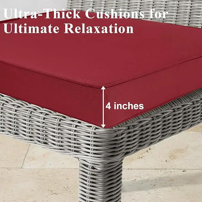 Outdoor Chair Cushions Set of 2 for Patio Furniture 22x22x4 Inch Waterproof Patio Chair Cushion 3 Year Color Fastness Square Elastic Foam Garden Couch Pads with Ties and Handle,Red by GreenHaven Gardens