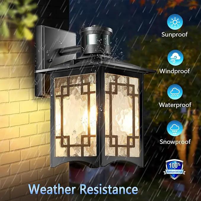 Dusk to Dawn Motion Sensor Light, Outdoor Light Fixture, Aluminum Wall Sconce Lighting, Front Porch Light, Exterior Lights for House Patio, Outside Lights, Wall Mount Anti-Rust Lantern by GreenHaven Gardens