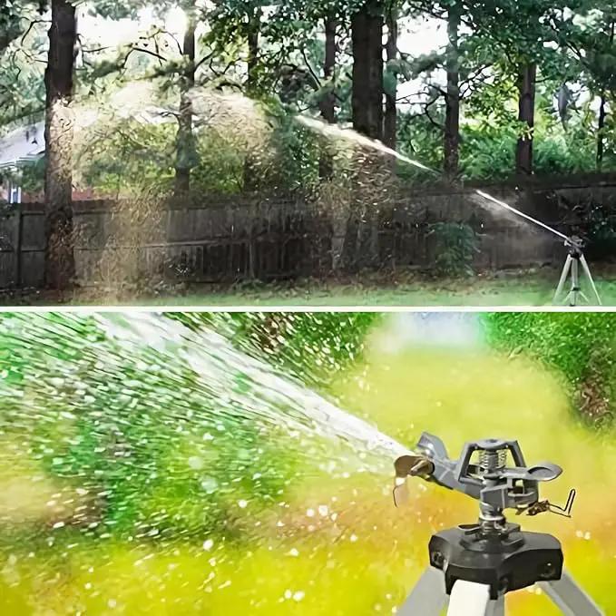 YAMATIC Impact Sprinkler on Tripod Base, 360 Degree Large Area, Heavy Duty Adjustable Pulsator Sprinkler for Lawn Yard and Grass, Spray up to 20-90ft (36inch) Zinc Head, 2Pcs by GreenHaven Gardens